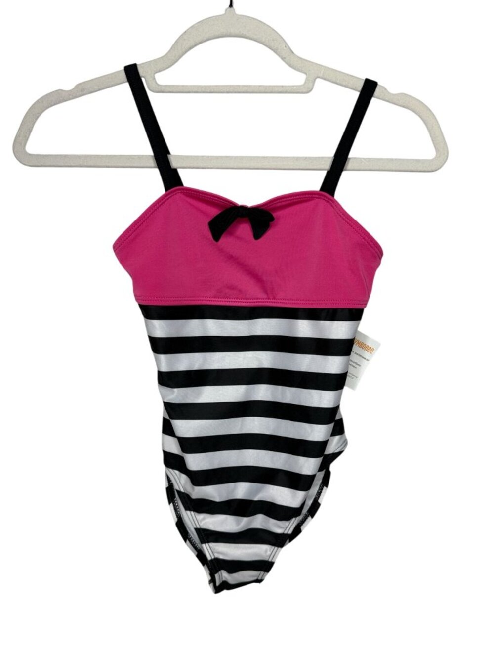 Gymboree Girls 7-8 Pink Striped Bow One Piece Swimsuit NWT